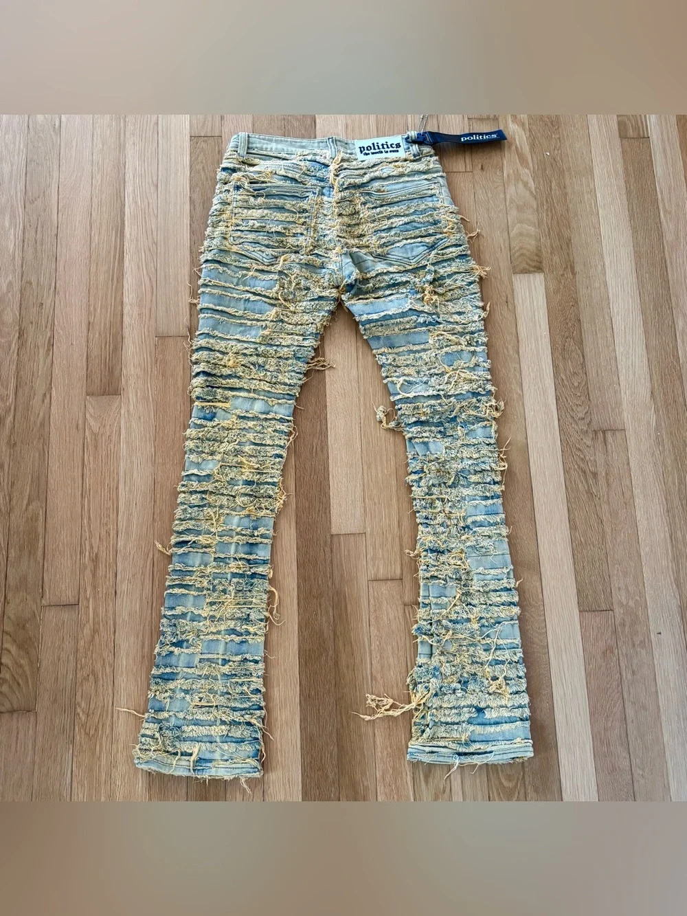 New Politics Jeans Co Deadstock Denim Distressed/Flare Sandblast With Tags $128